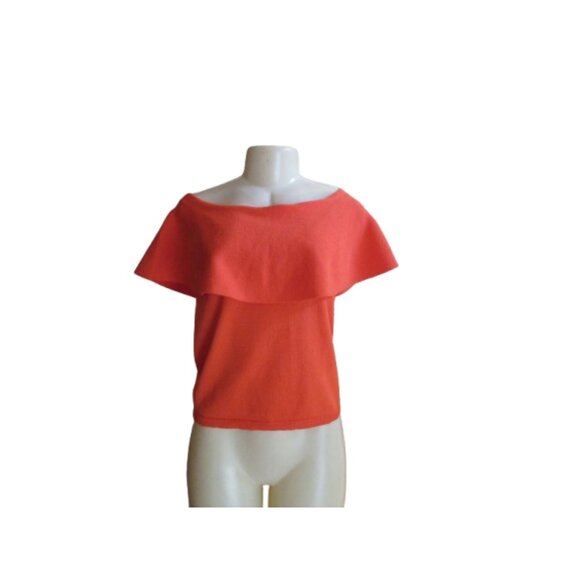 Ann Taylor Factory Orange Off-The-Shoulder Knit Top M - Picture 1 of 4